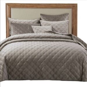 Tan,Queen sateen coverlet and shams